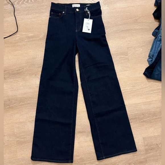 Frame Denim Le Slim Palazzo Wide-Leg Jeans Rinse Wash SIZE 27 - Picture 2 of 5
